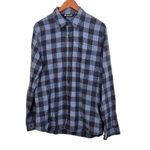 Cabincore Golfcore Travis Mathew Blue Check Button Up 90s Grunge Skater Shirt L